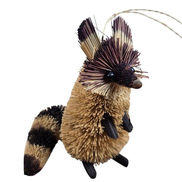 Lot of 3 Bristle Bottle Brush Woodland Animal Ornaments Squirrel Raccoon Fox - Picture 4 of 16